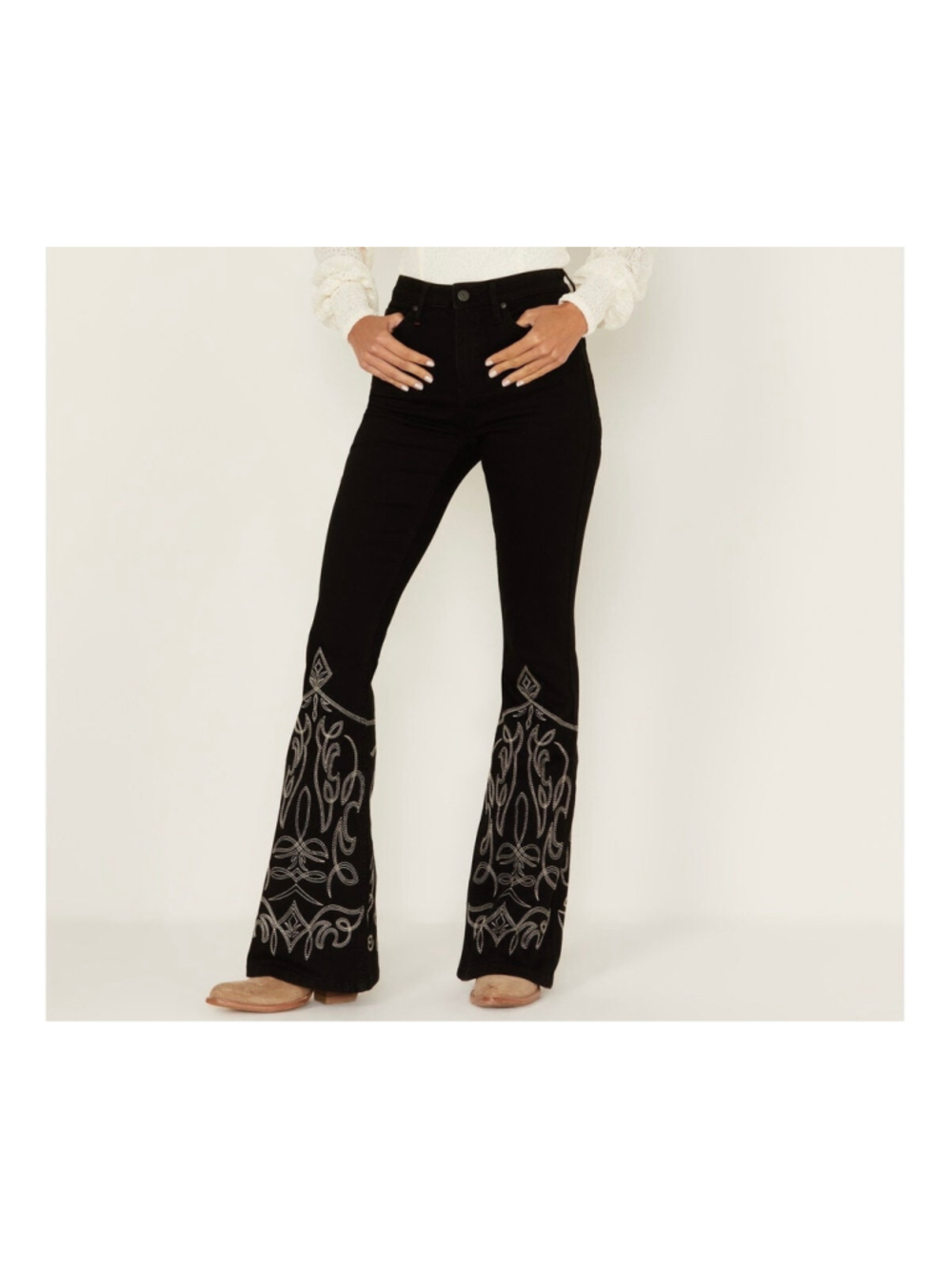 IDYLLWIND WOMEN'S SADDLE DRIVE HIGH RISE BLACK BOOTCUT JEANS SIZE 10 34L